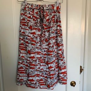 Anthropologie Red/White Patterned Skirt Sz SM NWT